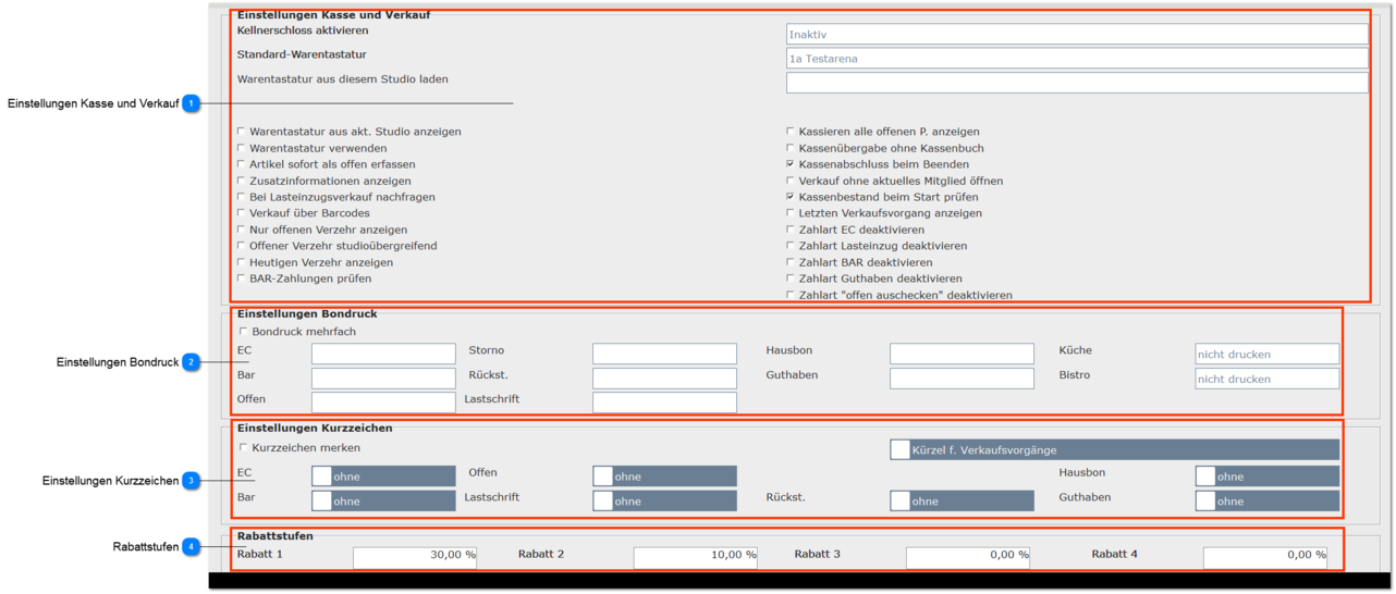 Aidoo CheckInOut - Optionen Kasse