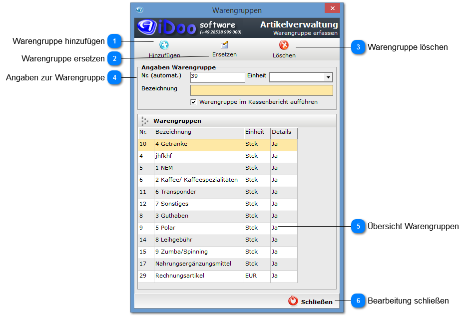 Aidoo Manage - Artikelverwaltung Warengruppen