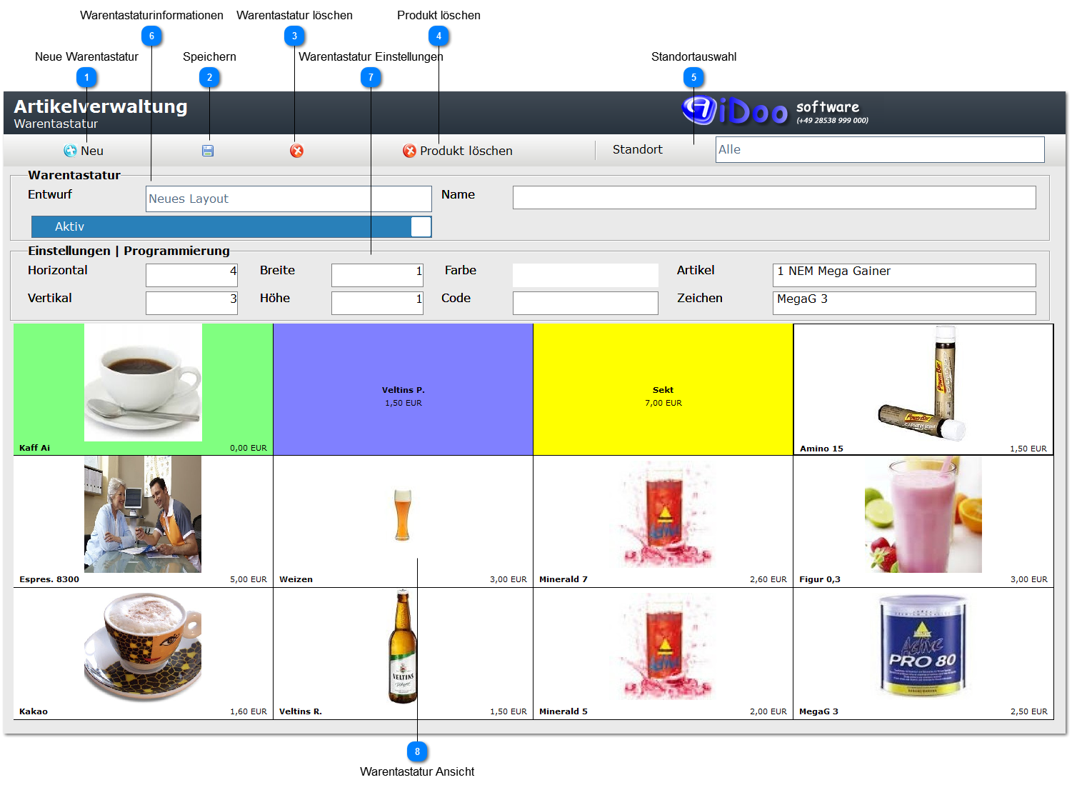 Aidoo Manage - Artikelverwaltung Warentastatur