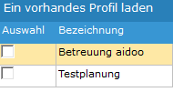 2. Vorhadenes Profil laden