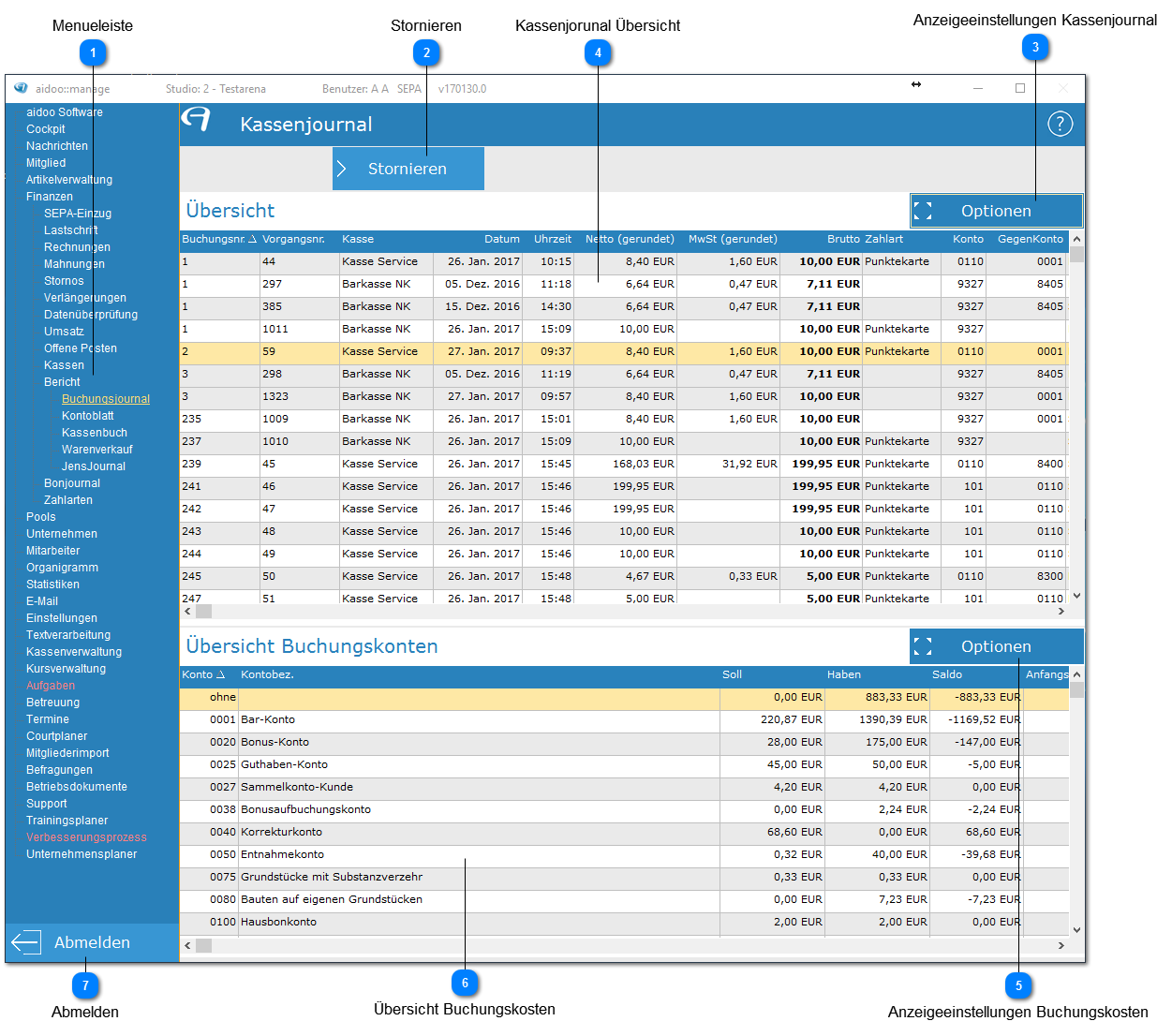Aidoo Manage - Finanzen Bericht Buchungsjournal