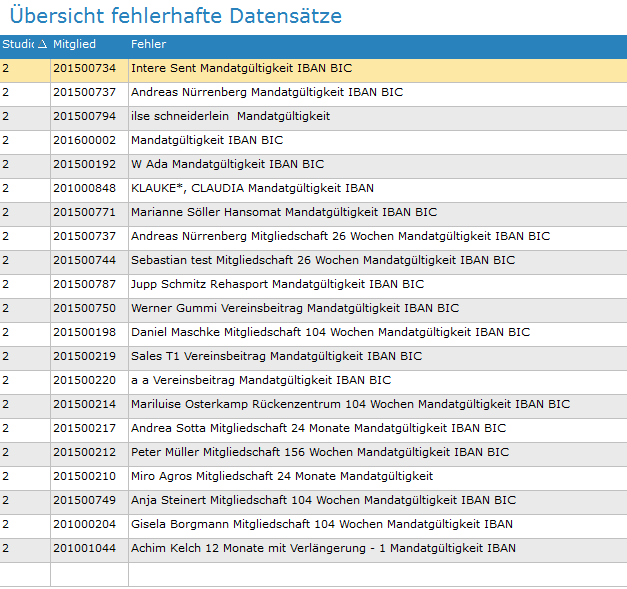 8. Übersicht fehlerhafte Datensätze