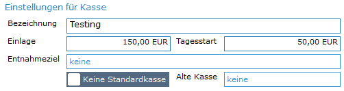 1. Kasseneinstellungen