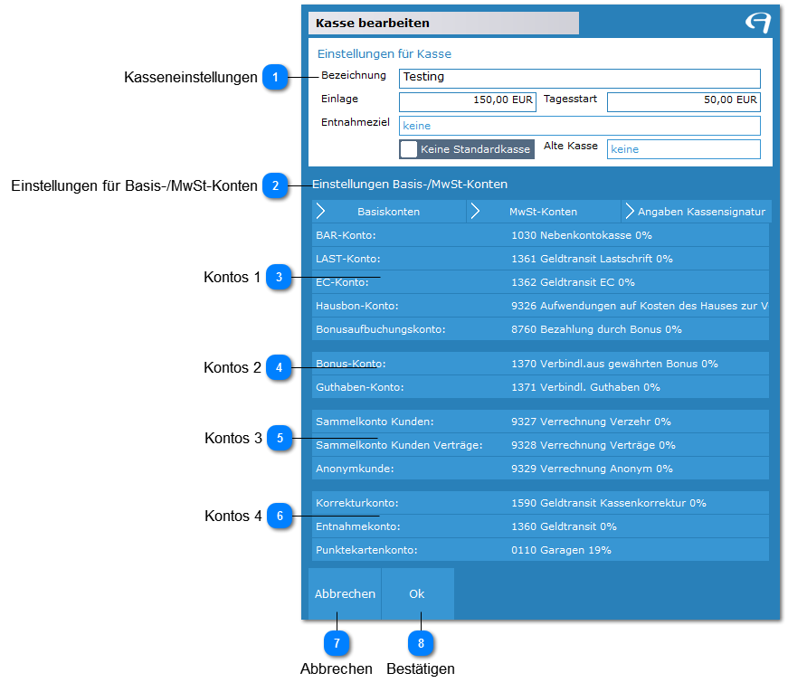 Aidoo Manage - Finanzen Kassen Kasse bearbeiten