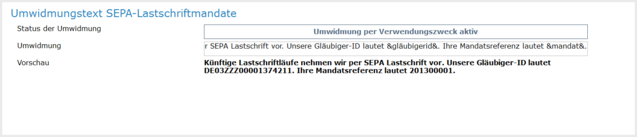 6. Umwidmungstext SEPA-Lastschriftmandate