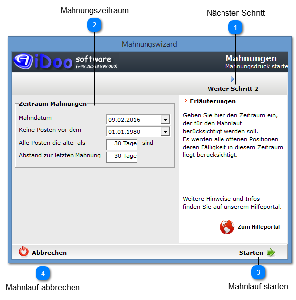 Aidoo Manage - Finanzen Mahnungen Mahnlauf