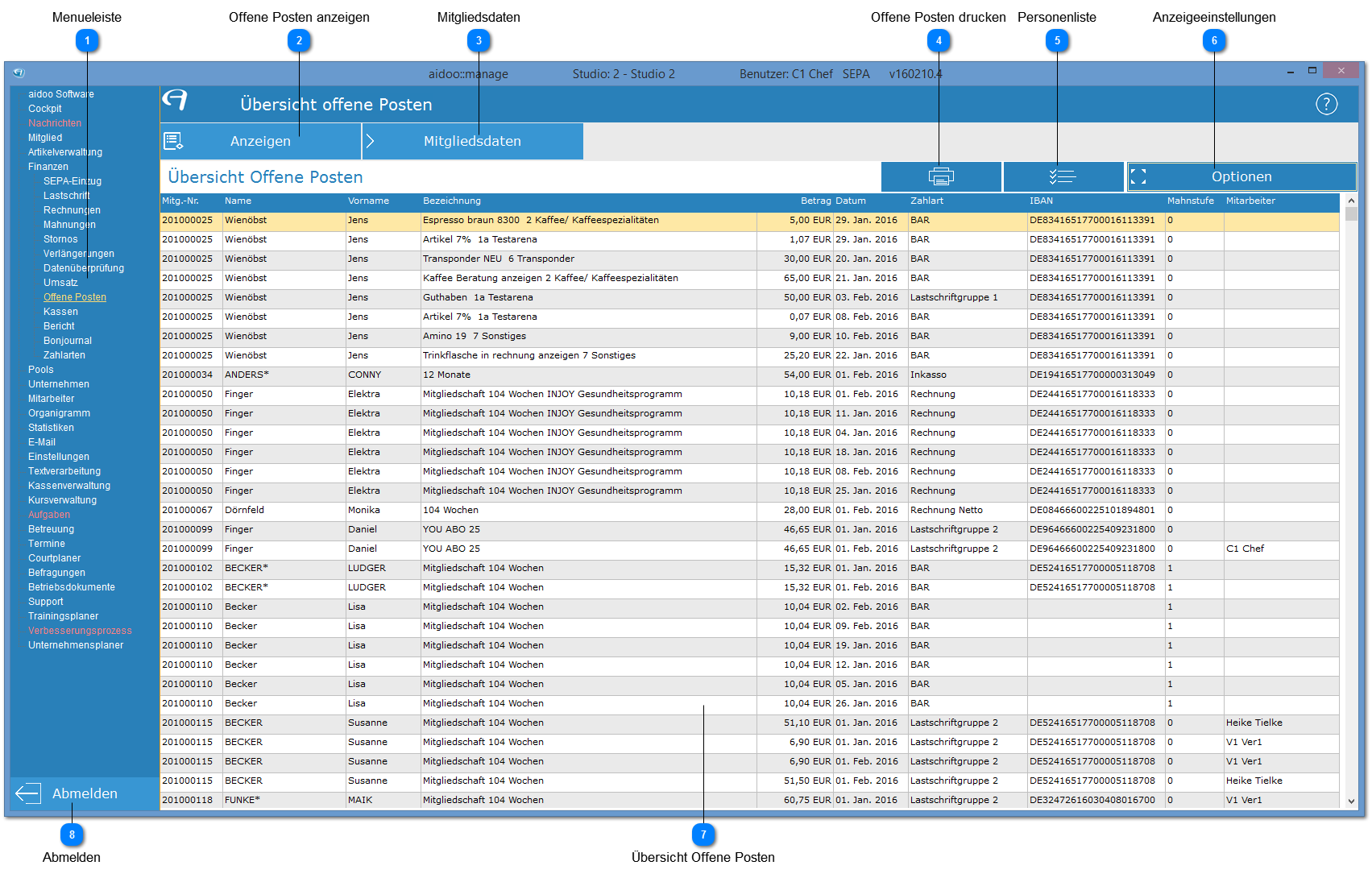 Aidoo Manage - Finanzen Offene Posten