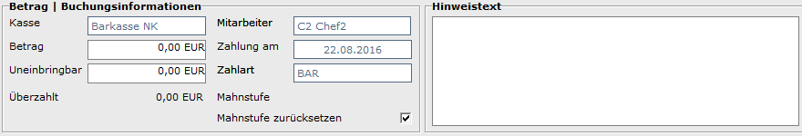 1. Betrag | Buchungsinformationen