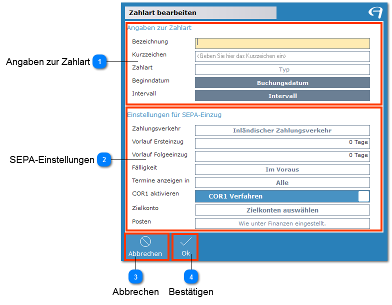 Aidoo Manage - Finanzen Zahlarten Zahlart bearbeiten