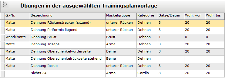 9. Übersicht Übungen in Vorlage