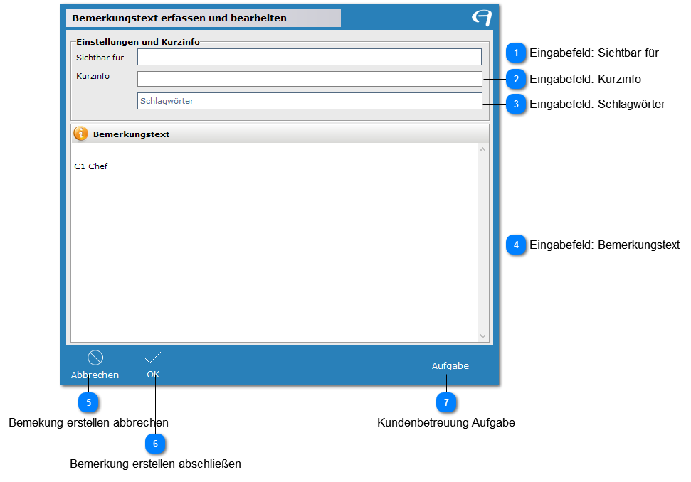 Aidoo Manage - Mitglied Bemerkung Neuer Bemerkungstext