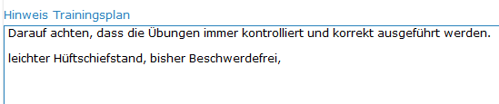 4. Hinweis Trainingsplan