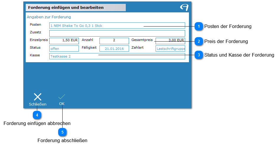 Aidoo Manage - Mitglied Buchungen Forderung einfügen und bearbeiten