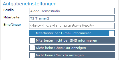 2. Aufgabeneinstellungen