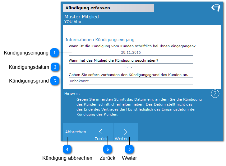 Aidoo Manage - Mitglied Kündigung erfassen