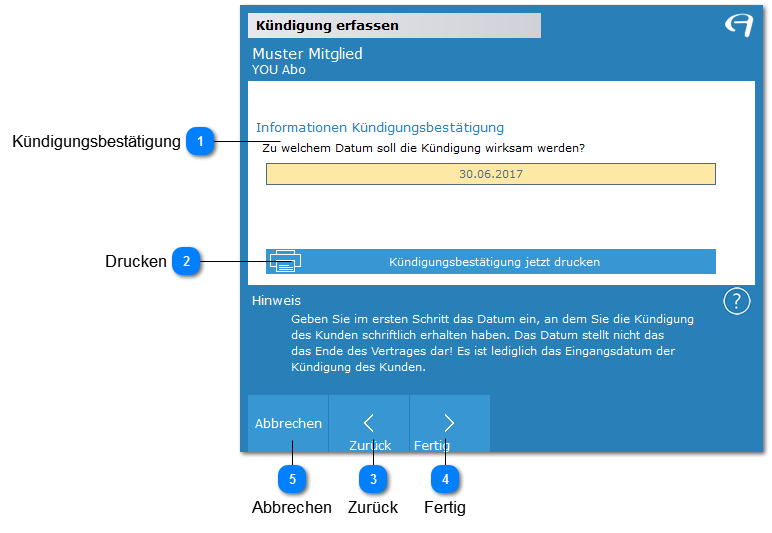 Aidoo Manage - Mitglied Kündigungsbestätigung