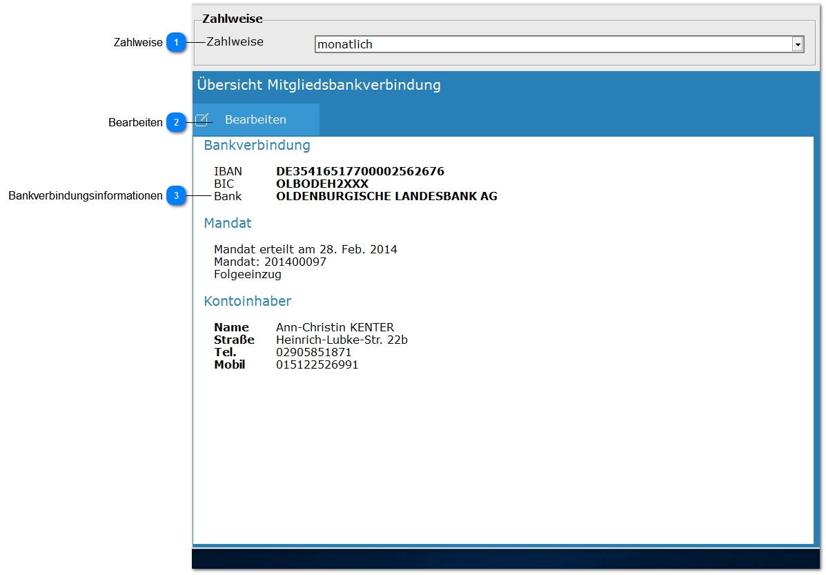 Aidoo Manage - Mitglied Vertrag Bankverbindung