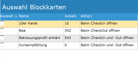 5. Auswahl Blockkarten