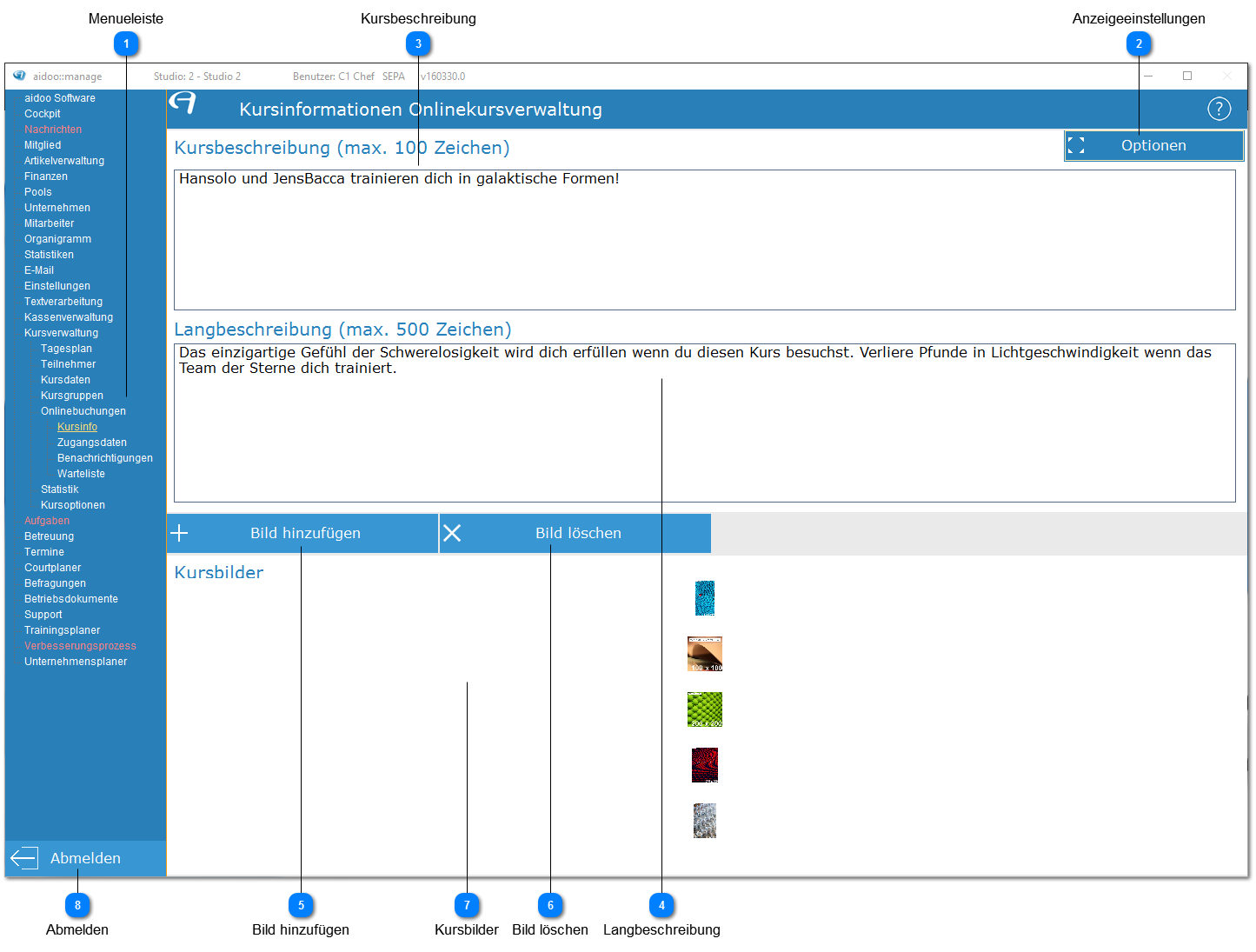 Aidoo Manage - Onlinebuchungen Kursinfo