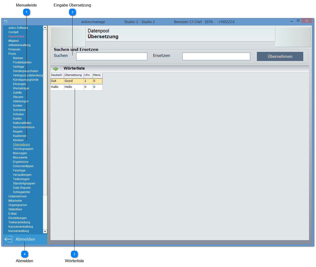 Aidoo Manage - Pools Übersetzung