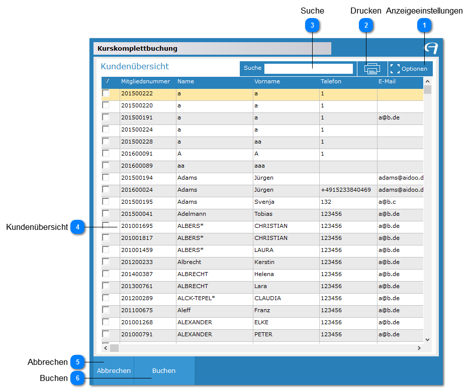 Aidoo Manage - Teilnehmer Kurskomplettbuchung