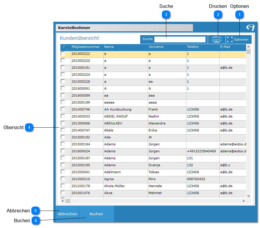 Aidoo Manage - Teilnehmer Kursteilnehmer