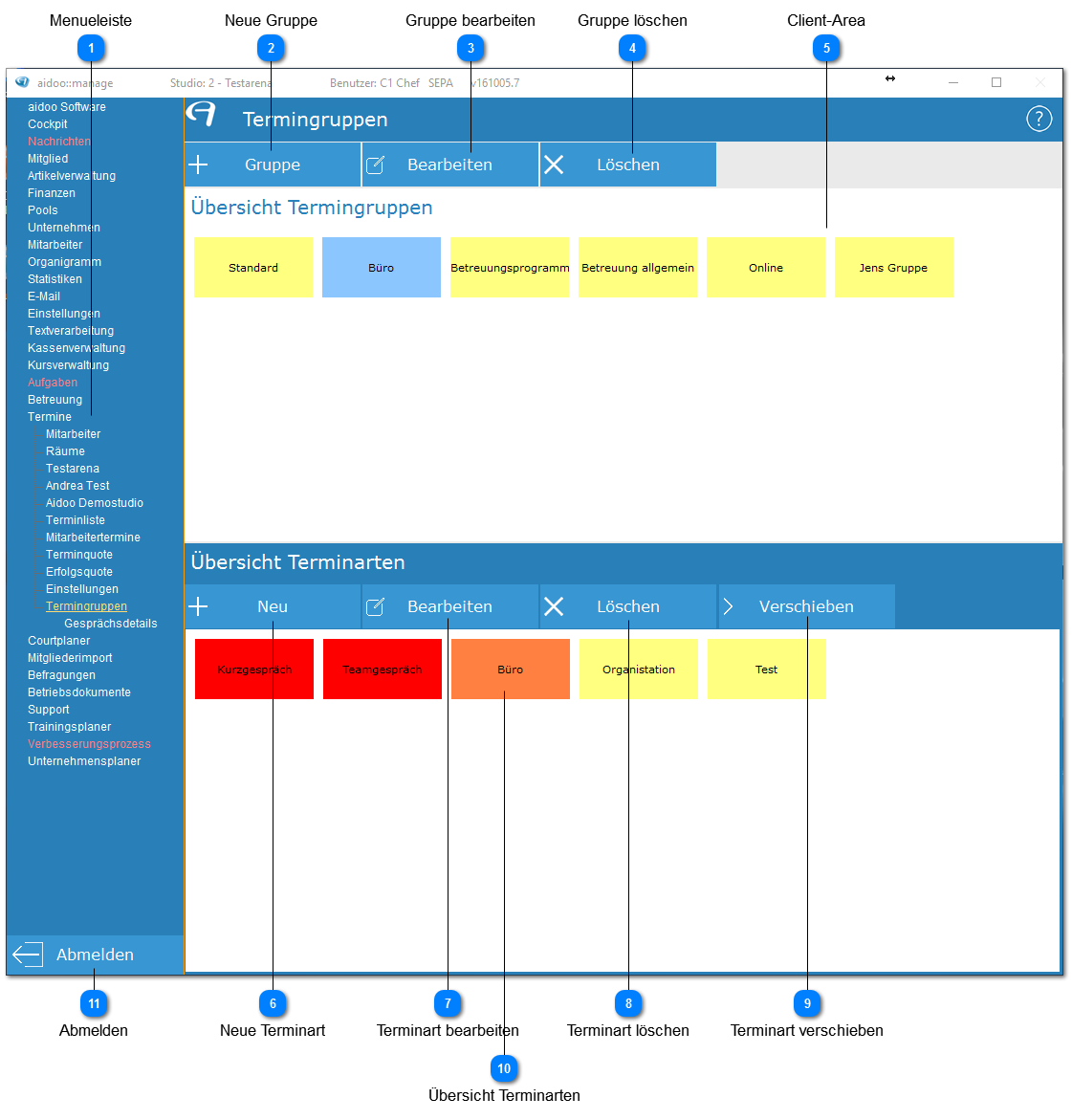 Aidoo Manage - Termine Termingruppen