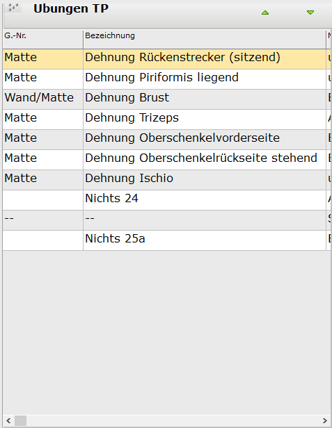9. Übersicht Übungen Trainingsplan
