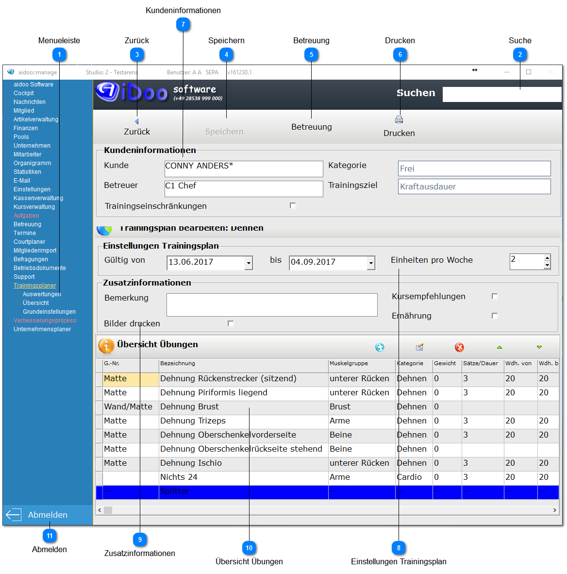 Aidoo Manage - Trainingsplan bearbeiten