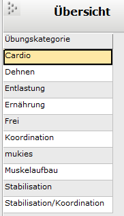 7. Kategorie Übersicht