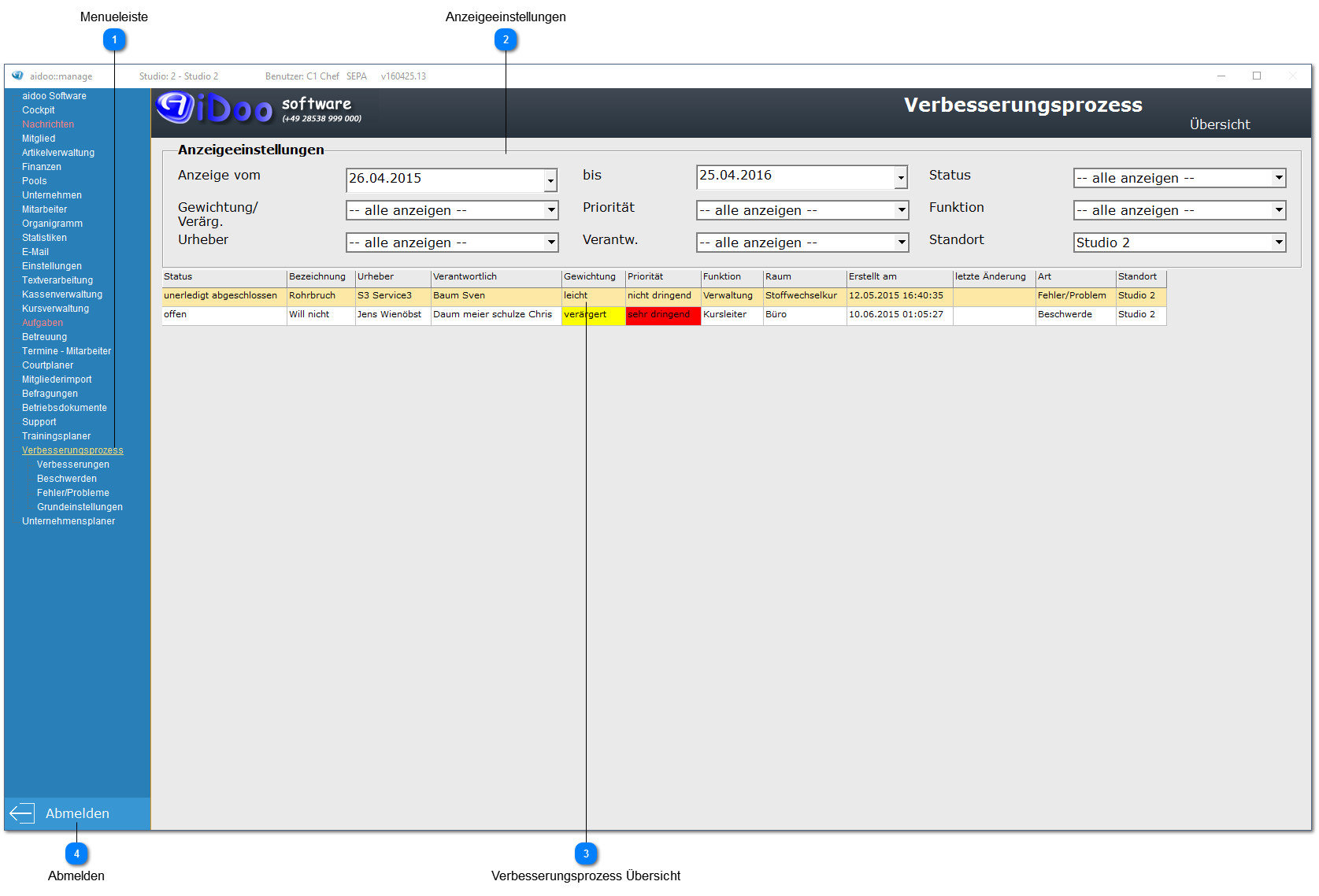Aidoo Manage - Verbesserungsprozess